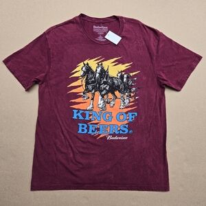 Budweiser Graphic Tee Crewneck Short Sleeve Tops T-shirt Cotton Men Size L